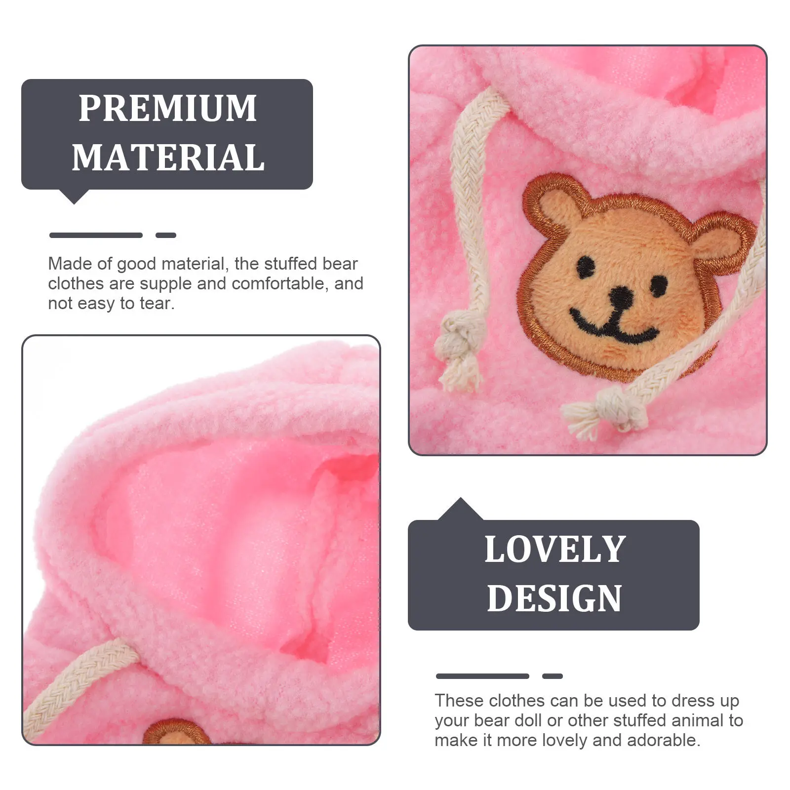 2Pcs 박제 동물 후드티 곰 장 후드티 세트 어린이를위한 선물용 후드티 세트