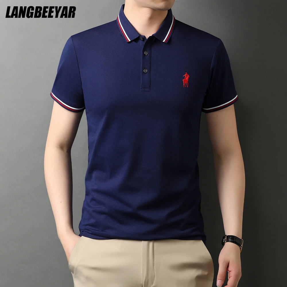Polo de manga corta para hombre, ropa de marca con logotipo del diseñador, camisa de cuello vuelto para prenda informal a la moda, novedad, calidad|Polo| - AliExpress