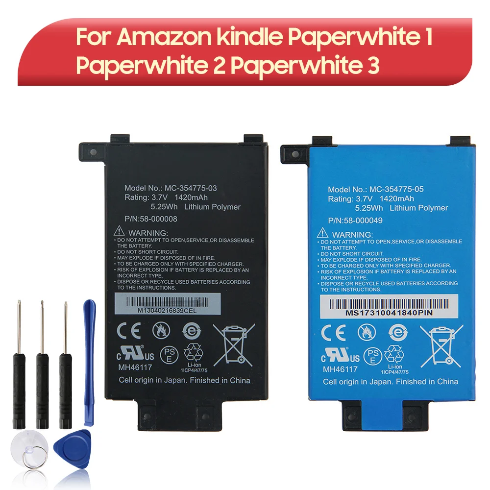 

Original Replacement Battery MC-354775-03 MC-354775-05 For Amazon kindle Paperwhite 1 2 3 S2011-003-S 1420mah