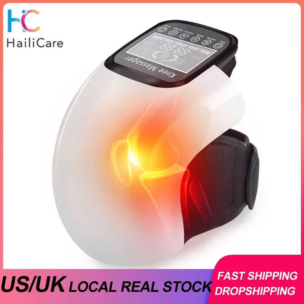 US UK Stock Electric Heating Knee Massager with Air Pressure Vibration for Leg Shoulder Elbow Joint Relief Physical Exerciser
