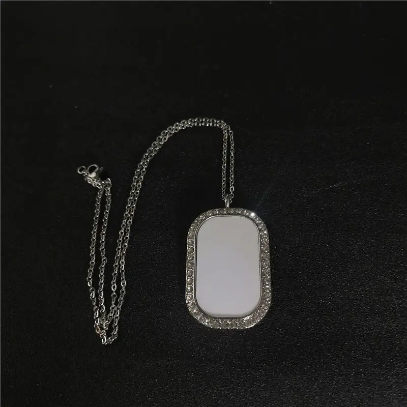 

sublimation blank high quality necklaces pendants with stainless steel chain hot tranfer printing consumable 15pieces/lot