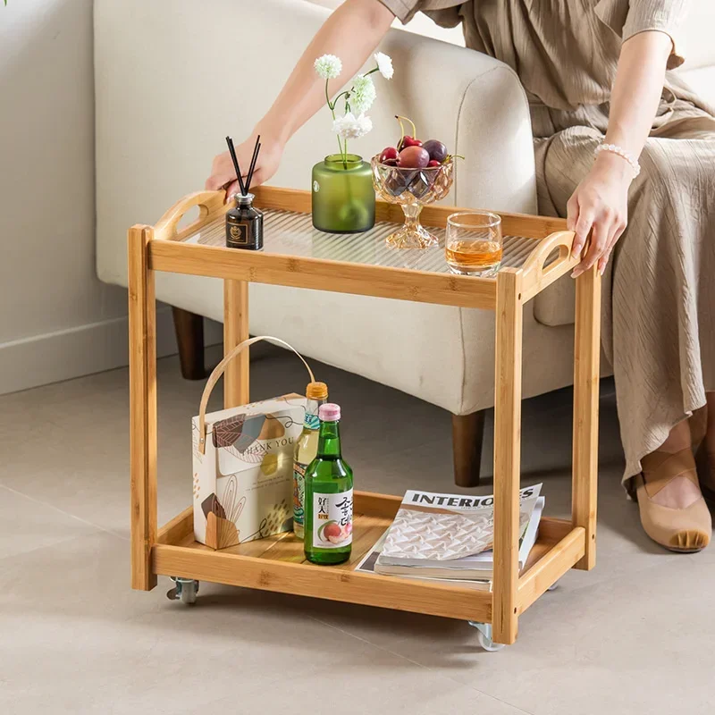 Removable Double Layer Sofa Coffee Table Solid Wood Square Tea Table Living Room Furniture with Storage Cabinet Modern Design