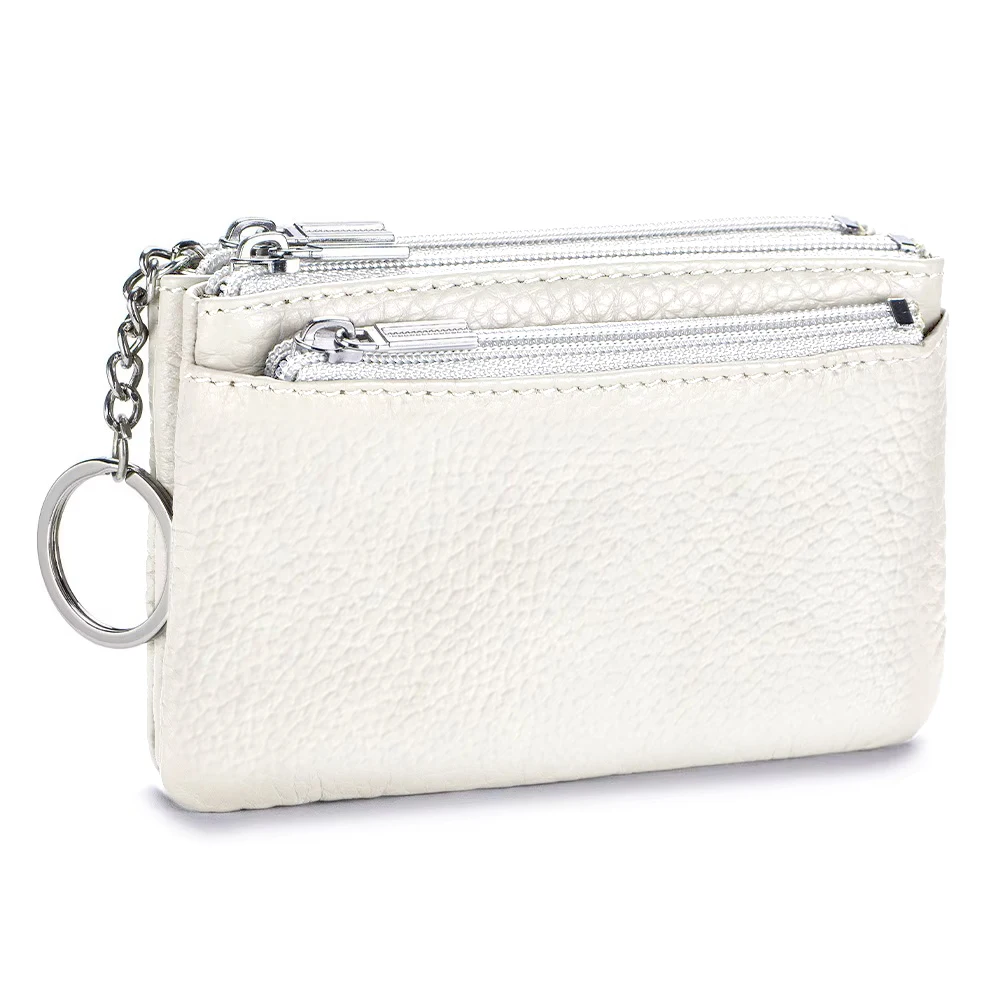 Women's Soft Genuine Leather Wallet - Large Capacity with Zipper, Keychain, and Coin Holders