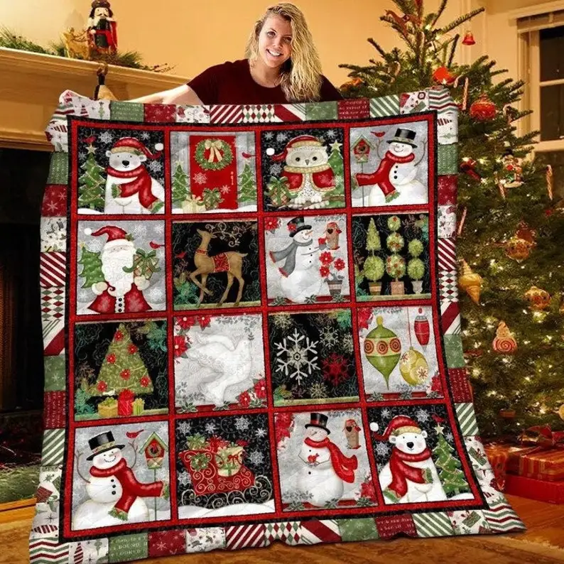 Christmas Flannel Throw Blanket Merry Christmas Soft Gift Blanket Home Decoration Sofa Blanket Bedding Living Room Lightweight