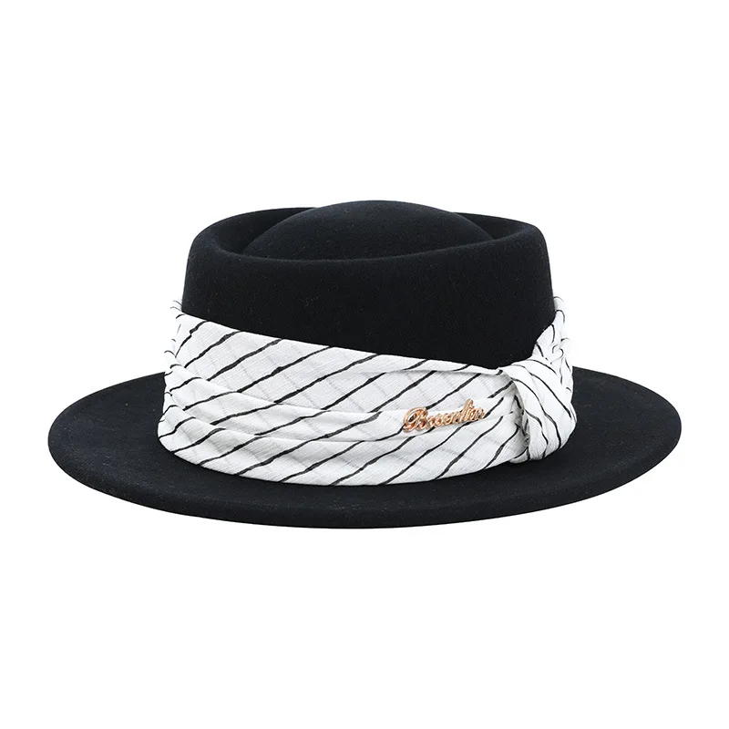 

100% Australian Wool Fedora Hat for Women Men Vintage Wide Brim Fedoras Felt Hat Jazz Couple Flat Cap Black Grey Brown Hat
