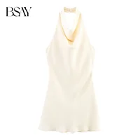 BSAY Satin Texture Dress for Women Fashion Summer New Sleeveless Backless Halter Neck Chic Female Evening Dresses Mujer - Image 4