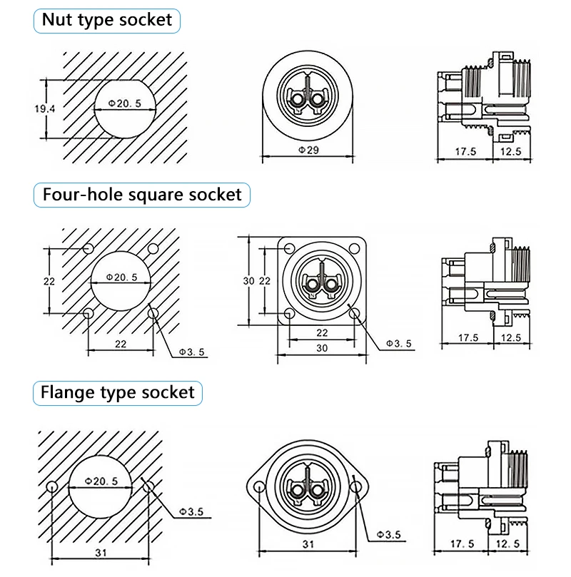 LP/SP20 Mutter/Flansch/Docking/Quadrat IP68 Wasserdicht Luftfahrt Stecker Schraube Crimp Steckdose Männlich Weiblich lötfrei 2-7 Pin – Detail 8