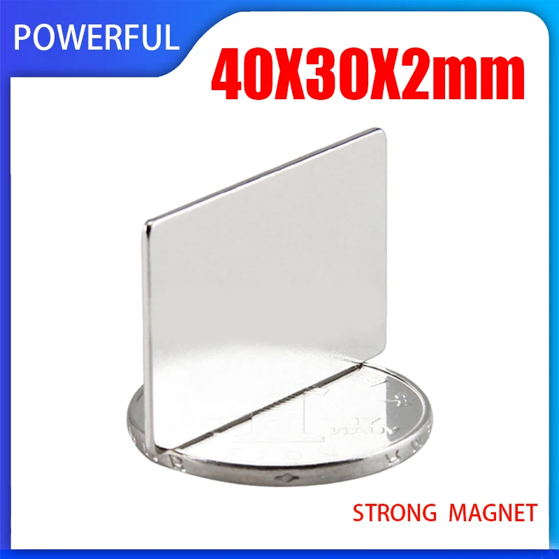 

1~20PCS 40x30x2mm Neodymium Magnet 40mm x 30mm x 2mm N35 NdFeB Block Super Powerful Strong Permanent Magnet Disc
