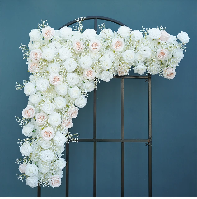 200x35cm Artificial Baby Breath Flower Ivory Rose White Gypsophila Wedding  Event Party Backdrop Floral Prop Faux Rose Flower Row - AliExpress