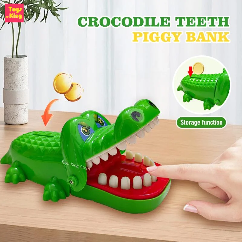 Crocodile piggy bank fingers bites teeth safe kids toy for coin saving and parent-child interaction