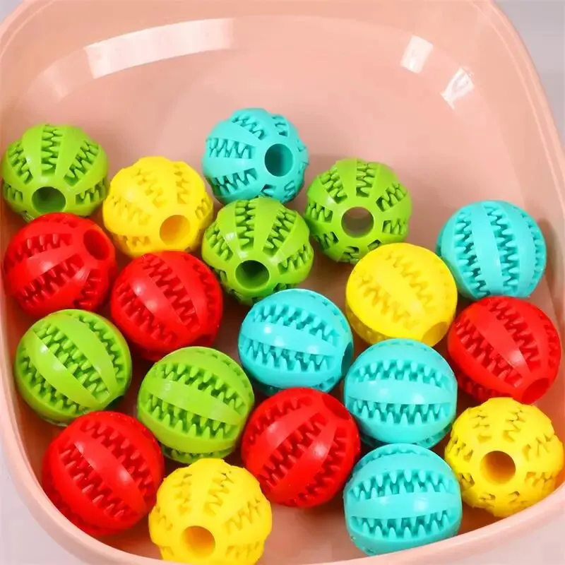 Interactive Rubber Dog Food Ball Toy for Dental Care