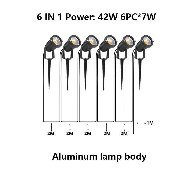 4-6-8 IN 1 Outdoor LED Garden Lights Waterprof Lawn Lamp 28W42W56W Landscape Spike Spotlights 24V110V220V Aluminum Lamp