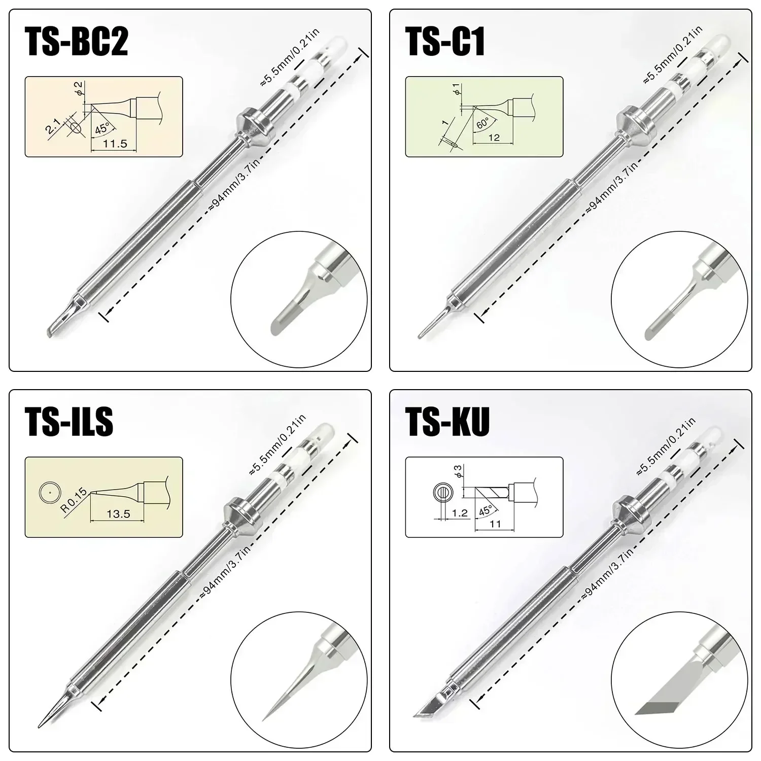 Pine64 TS100 ts101 Soldering Iron Tips Replacement Various Models of Pinecil V2 Electric Soldering Iron Tip TS Series BC2 ILS C4