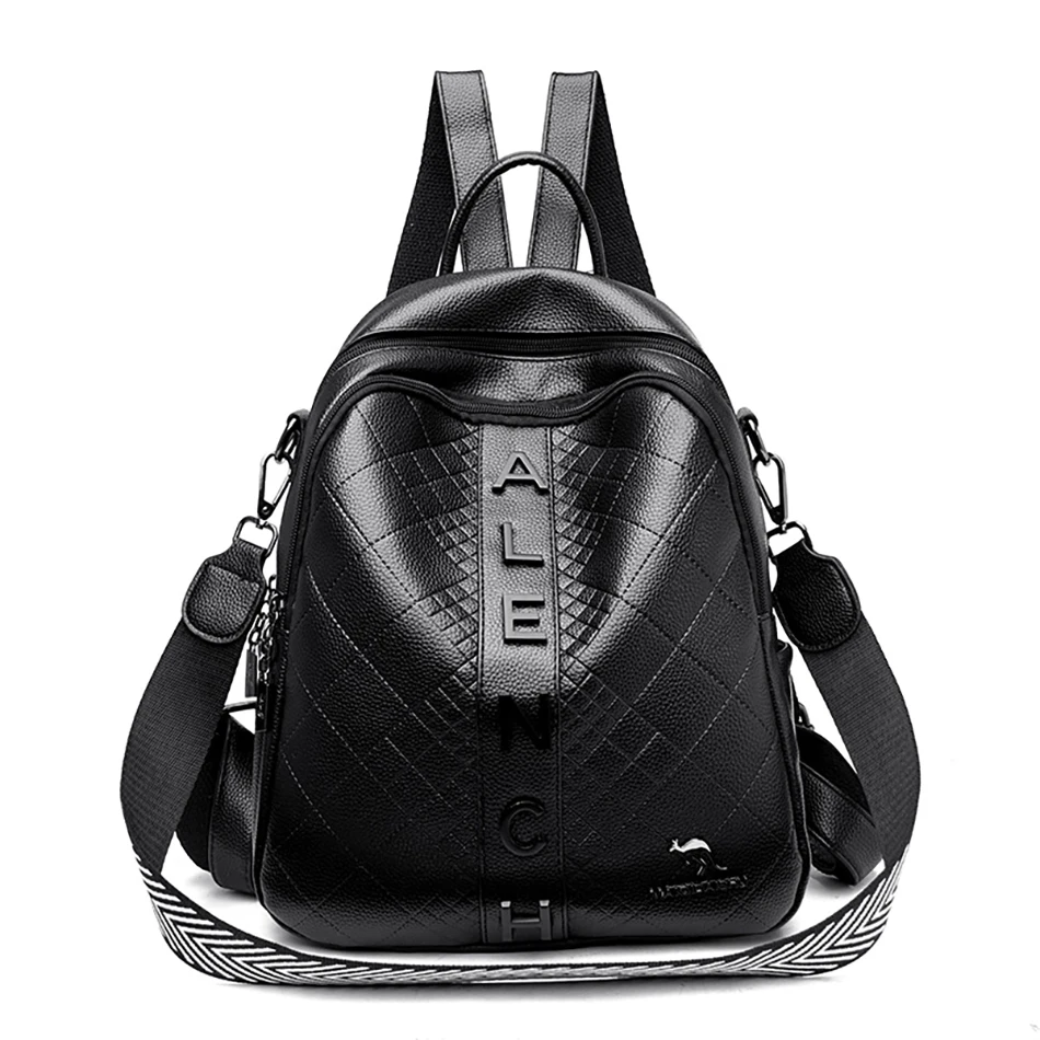 Product Diamond Lattice Backpack Anti Theft High Quality Leather Backpack School Bag Large Capacity Multifunctional Shoulder Bag