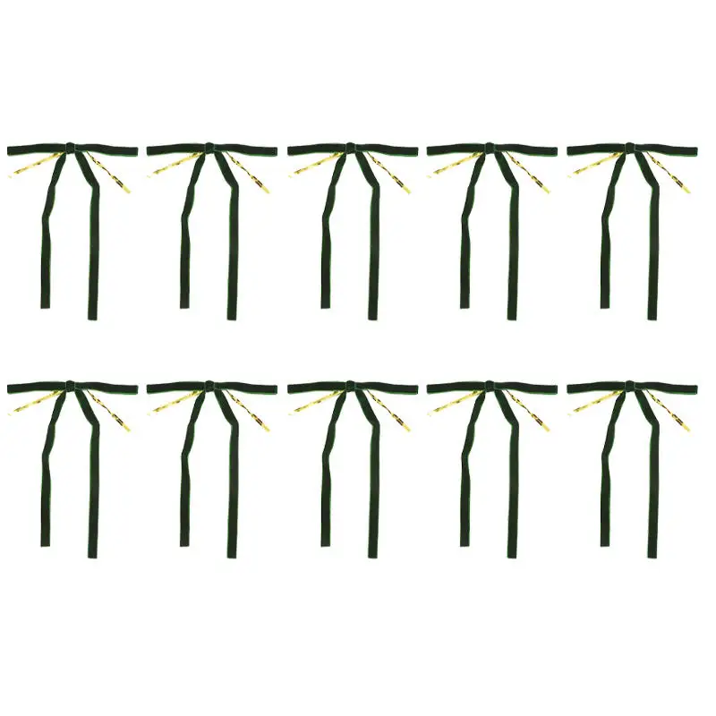 10pcs/set Red Christmas Bow Mini Xmas Tree Bowknot Pendant Ornaments For Home Decoration New Year Party DIY Gifts