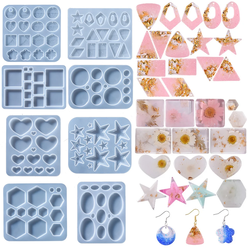 2 Pack Heart Shape Silicone Earring Molds - DIY Epoxy Resin Jewelry Making Craft Kits For Beginners