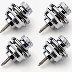 Heavy Duty Metal Guitar Strap Lock Button - Secure Fit (Silver 4pcs)