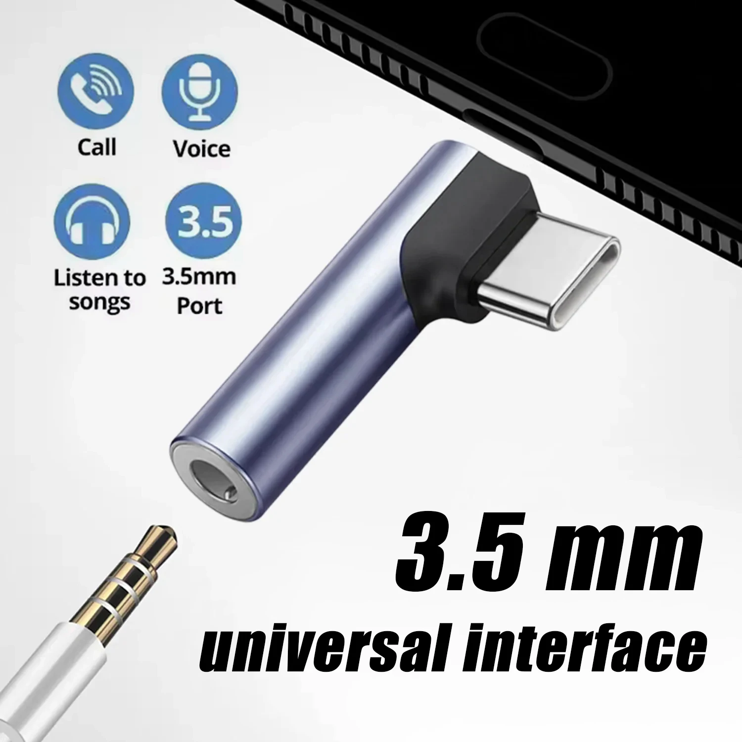 USB-Cto3.5mmRightAngleAudioAdapterAuxJackConverterforiPhone16/15SamsungS25S24S23FemalePortHeadphoneConverter