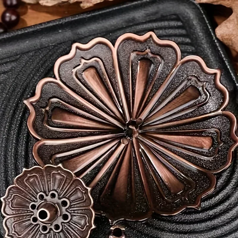 Incense Burner Stick Holder Plate Bronze Nasturtium