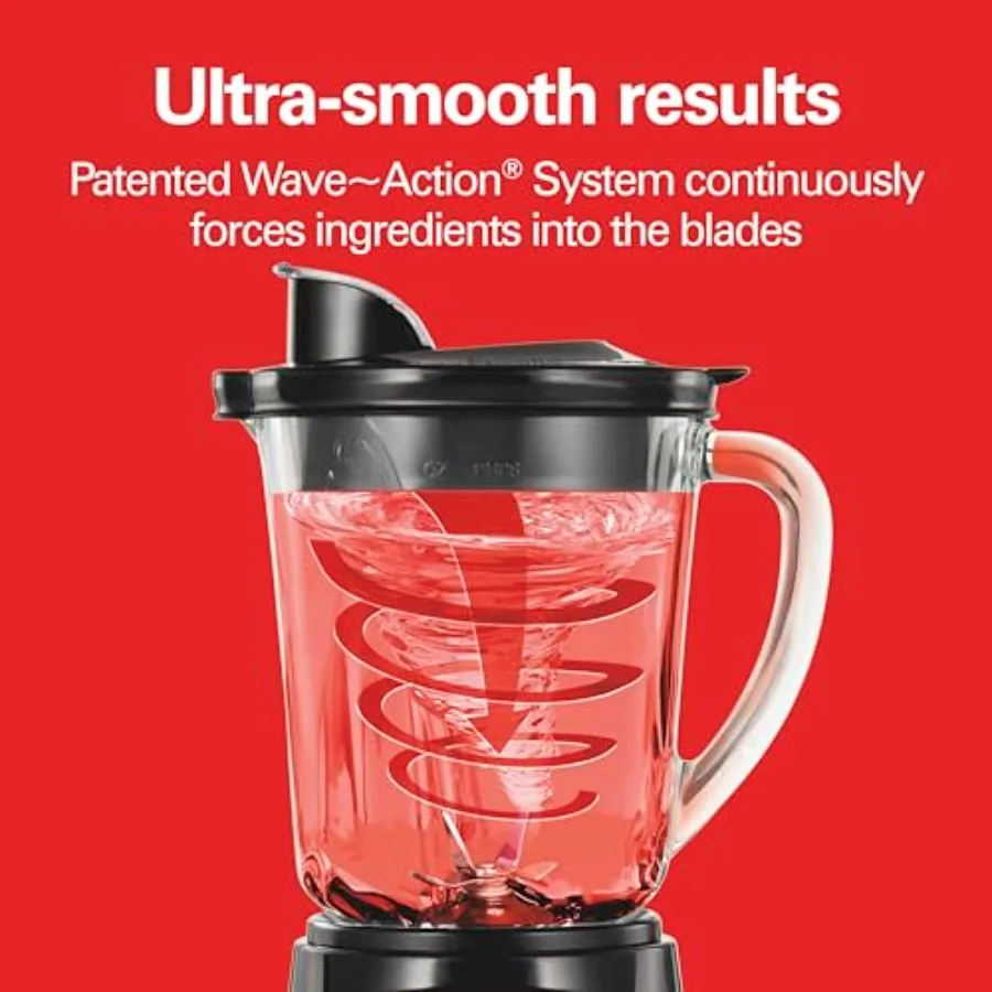 Hamilton Beach Power Elite Blender for Smoothies with 3-Cup Vegetable Chopper Mini Food Processor 40oz Glass Jar 12 Functions f