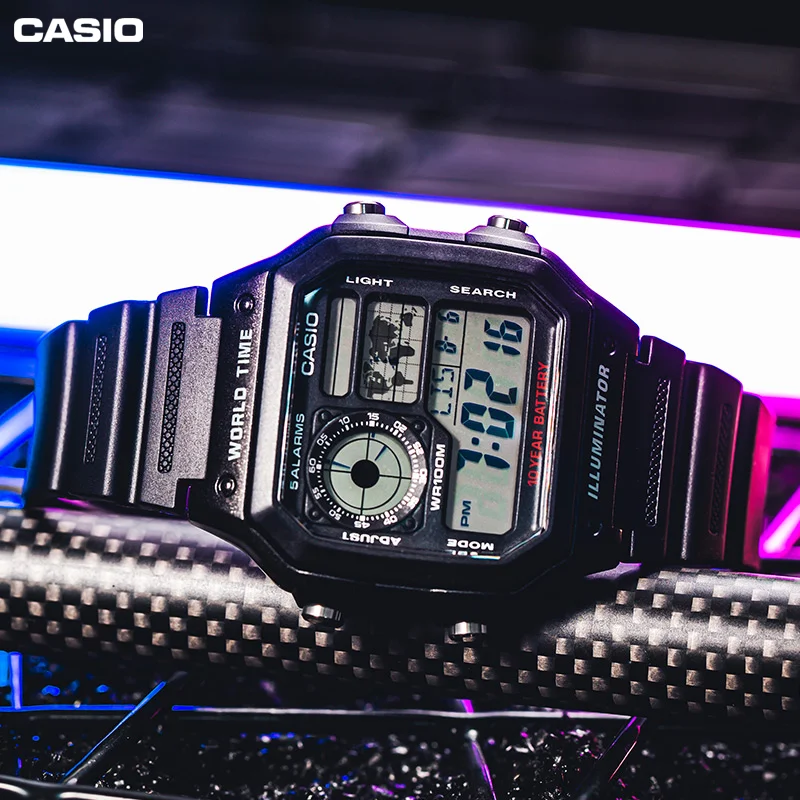 ساعة Casio بكتلة صغيرة مقاومة للماء ، ساعة رياضية...