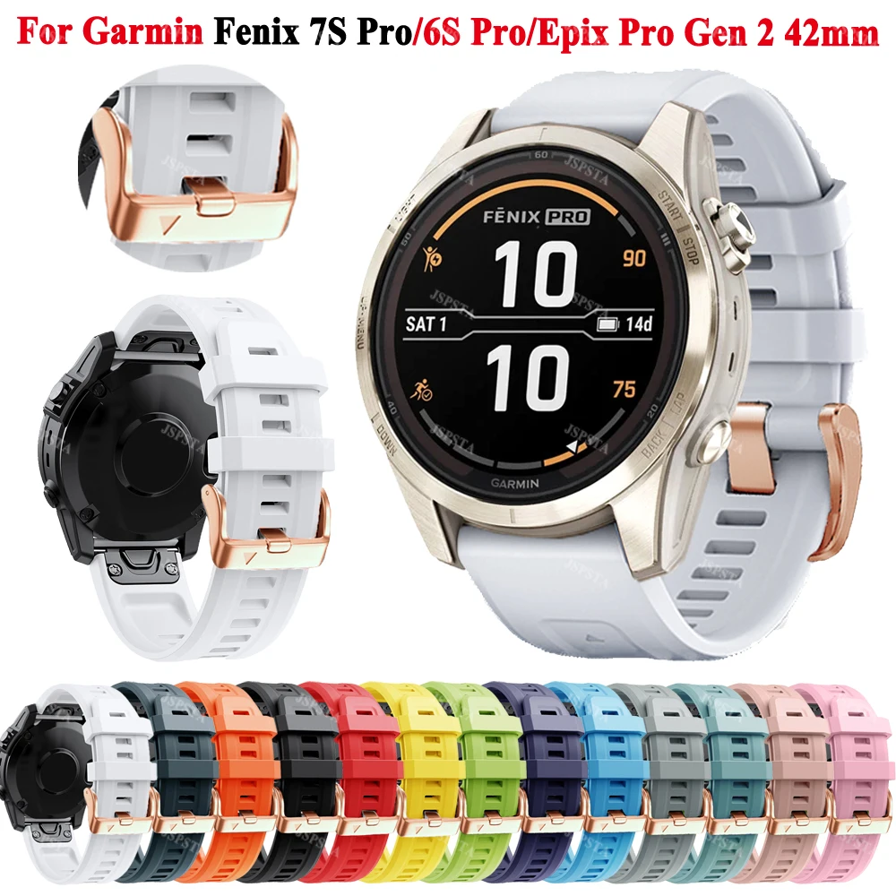 Bracelet Silicone 20mm De Remplacement Pour Garmin Fenix 8/7S/6S/5S, Epix Pro 42mm, Approach S70, Instinct 2S