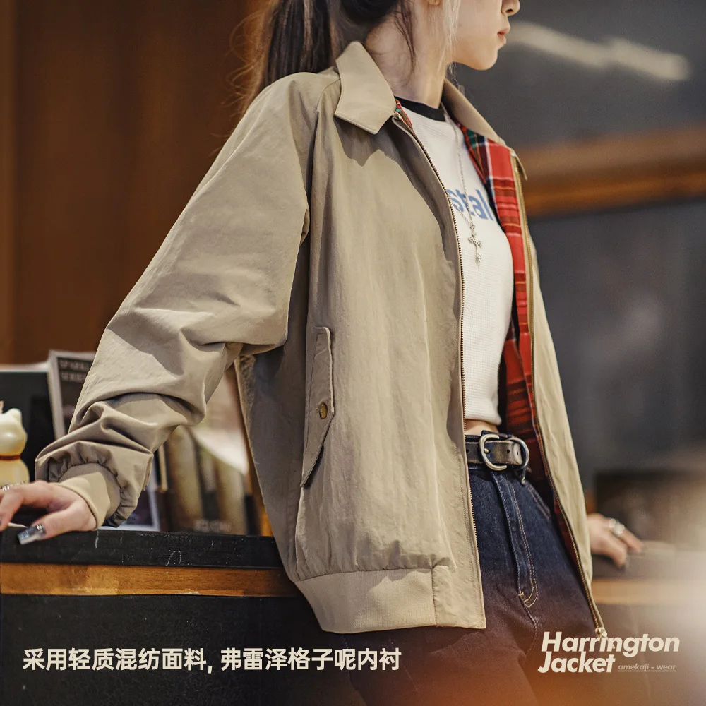 Maden Vintage-Jacke für Damen, Stehkragen, Arbeitskleidung, Mantel