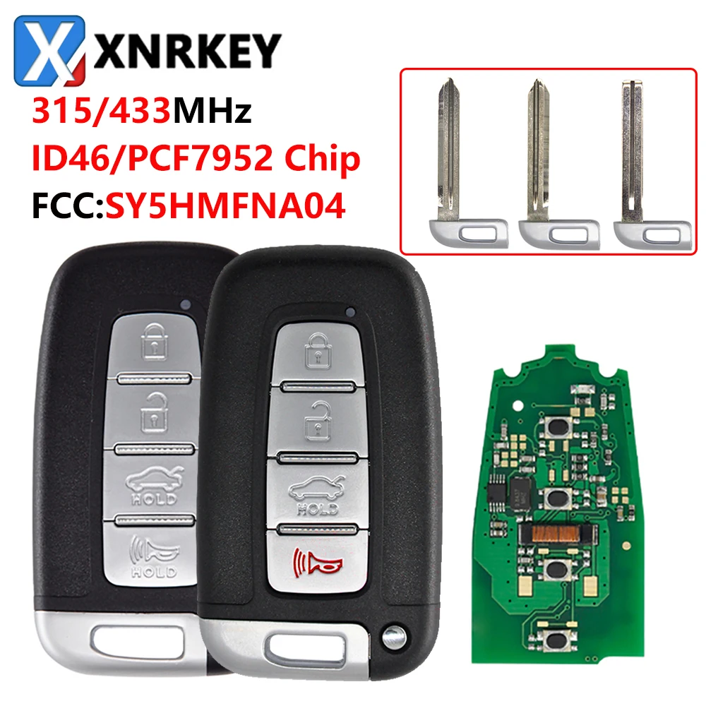 XNRKEY 4 Button Remote Car Key 315/433Mhz for Hyundai I30 IX35 Sonata Genesis Equus Kia K2 K5 Rio Soul Borrego Sorento Optima