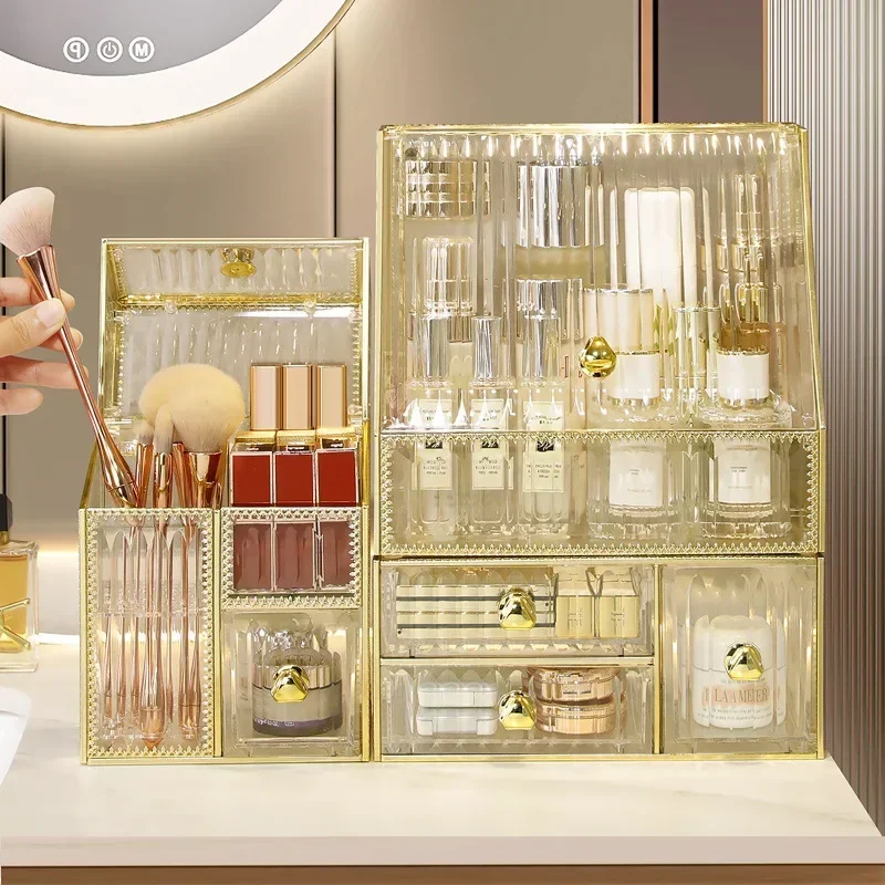 Acrylic Cosmetic Jewelry Makeup Organizer Box Lipstick Brush Skincare Earring Watch Home Rack Storage Holder Large Capacity 5
