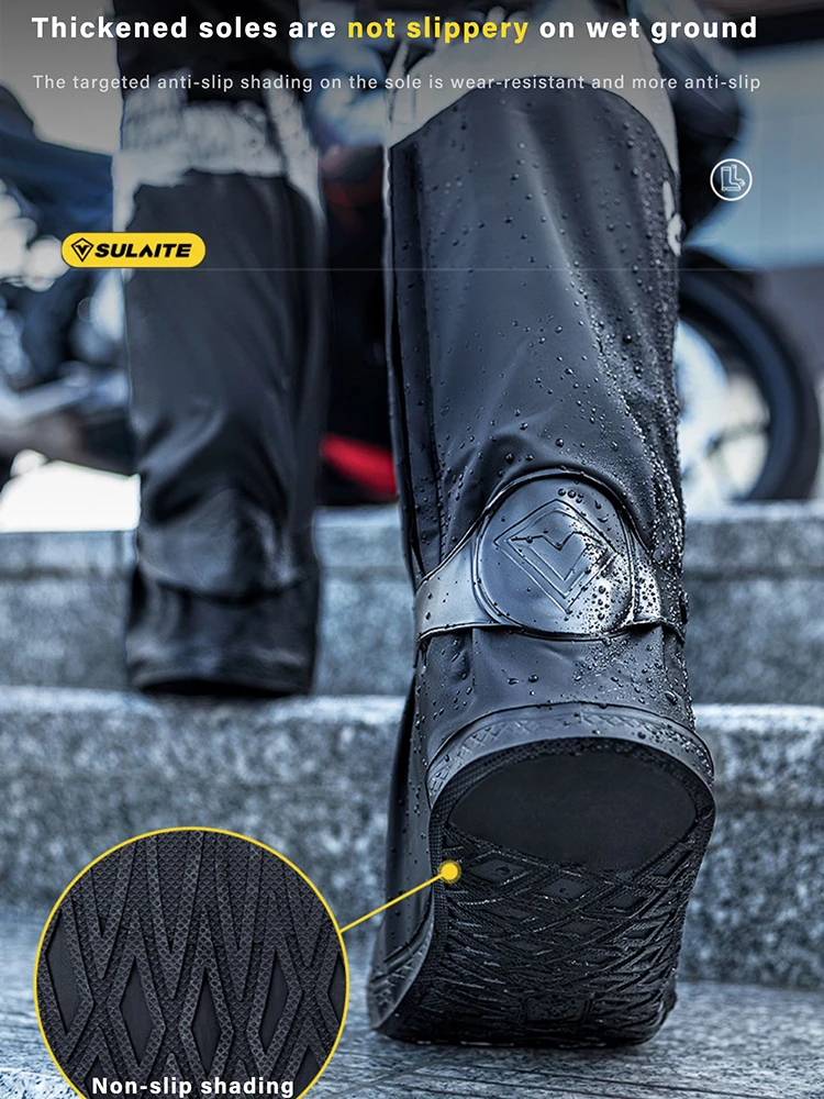 Motorcycle Shoe Cover Motorcycle Rain Boots Waterproof Shoe Cover Reflective Cycling Shoe Protection Reusable Motorcyclist Protective Gear