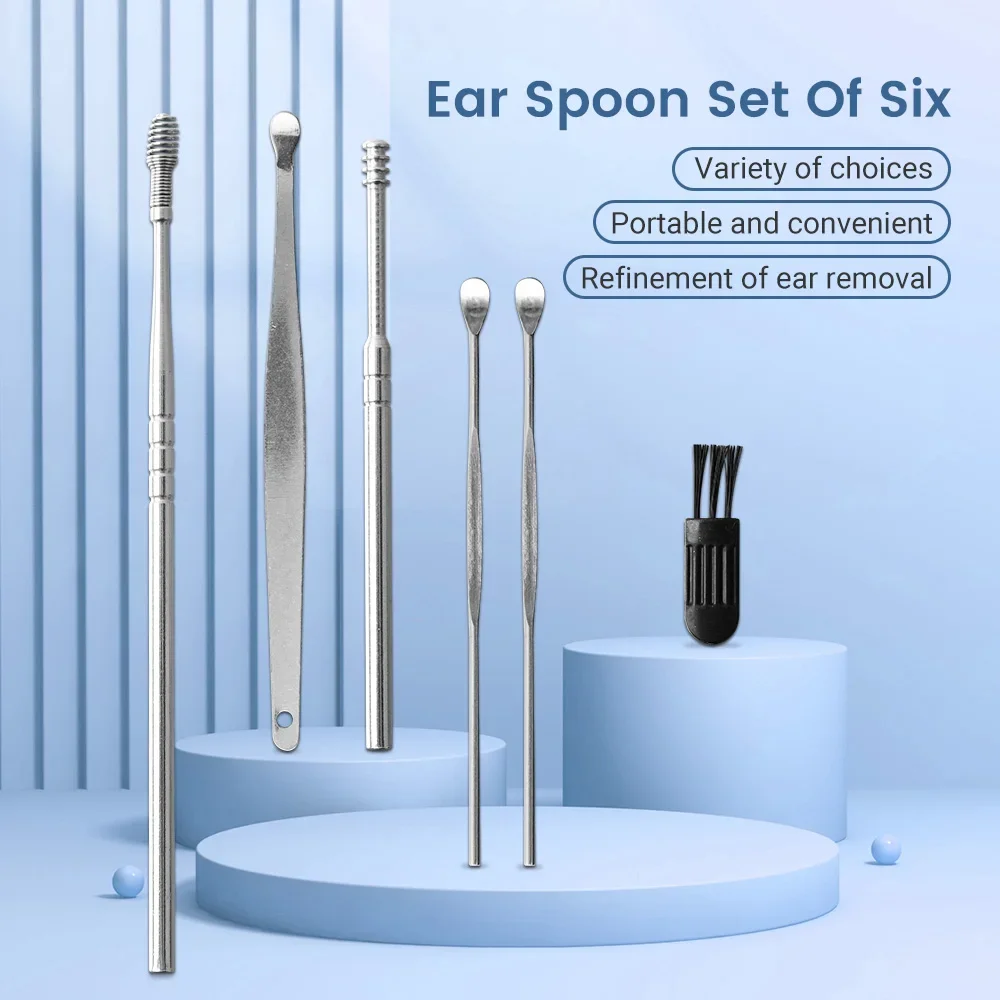 6pcs/set Spiral Ear Cleaner Wax Removal Tool Earpick Sticks Earwax Remover Curette Ear Pick Cleaning Ear Cleanser Spoon Ear Care 2