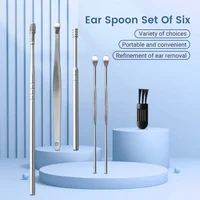 6pcs/set Spiral Ear Cleaner Wax Removal Tool Earpick Sticks Earwax Remover Curette Ear Pick Cleaning Ear Cleanser Spoon Ear Care 2