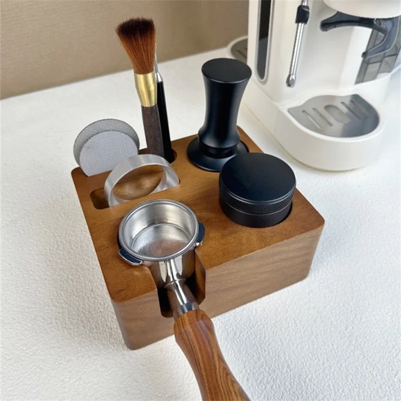 

Квадратный деревянный держатель для тампона для кофе 51/53/58 мм, бариста с деревянной основой для хранения эспрессо, аксессуары, инструменты для бариста