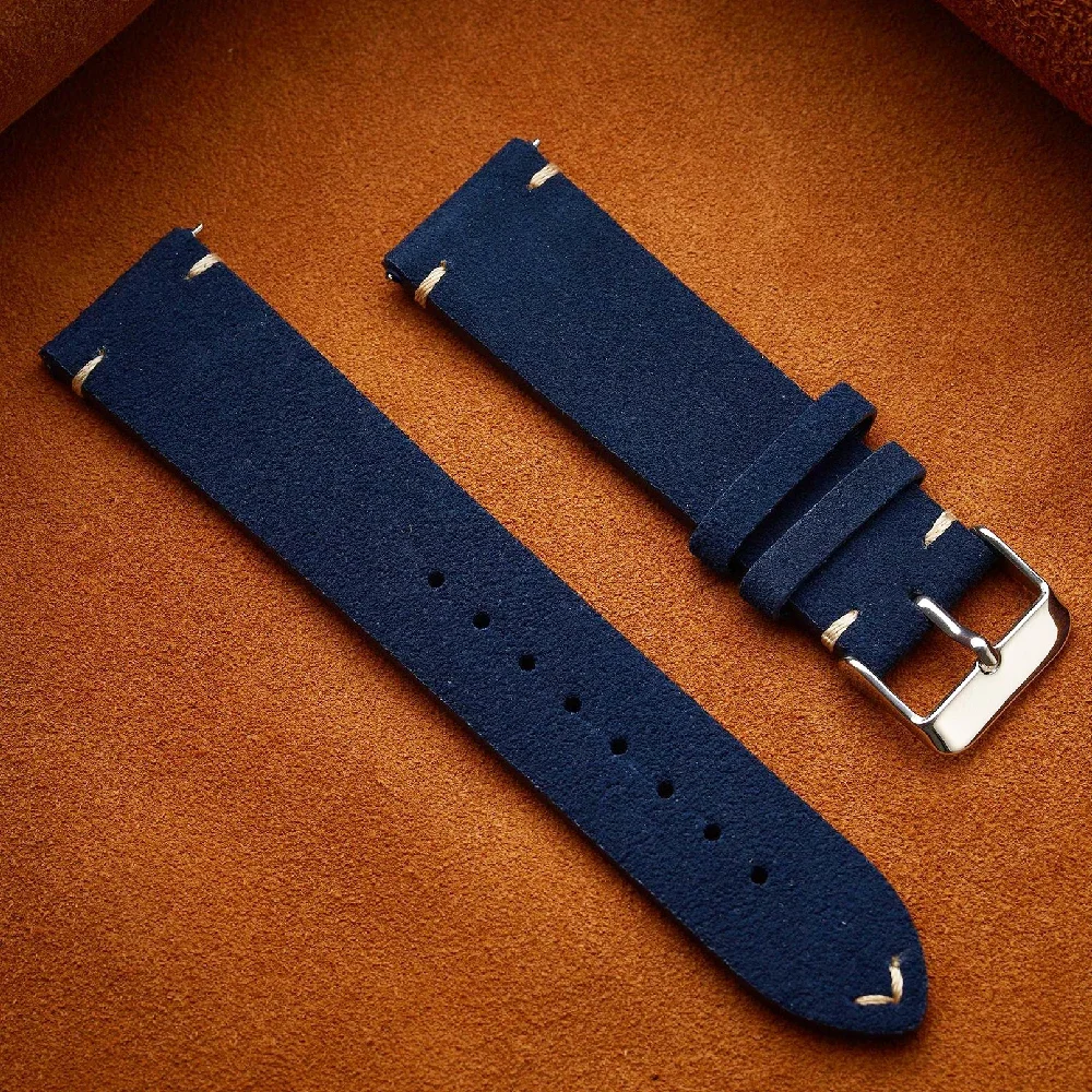 Vintage Genuine Suede Quick Release Watch Straps - Gray, Brown, Black, Beige