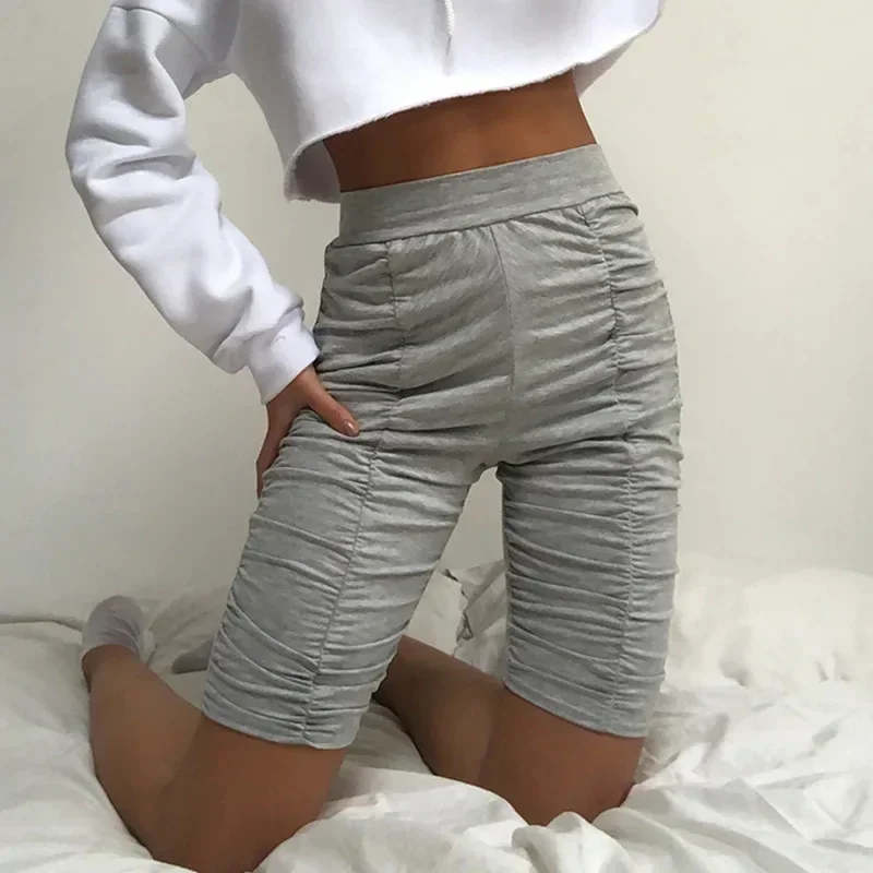

Gothic 90s Vintage Harajuku Skinny Jogging 2024 Summer Woman Shorts Y2k Grey High Waist Shorts Casual Solid Biker Shorts Buttom