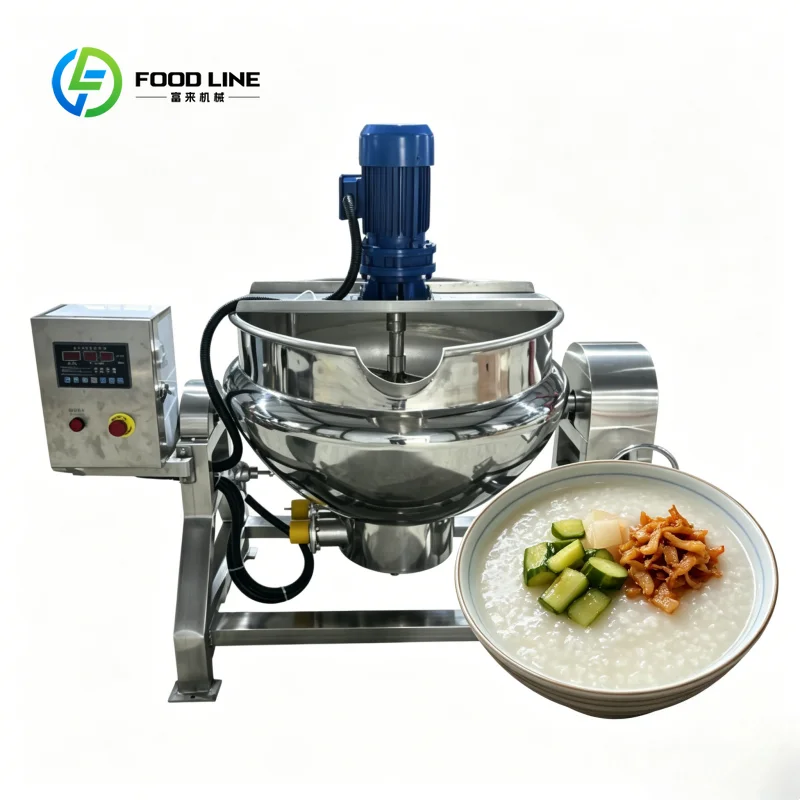 Marmite industrielle à double enveloppe personnalisée, vente en gros, 300L 500L, chauffage gaz, vapeur, électrique avec agitateur 1