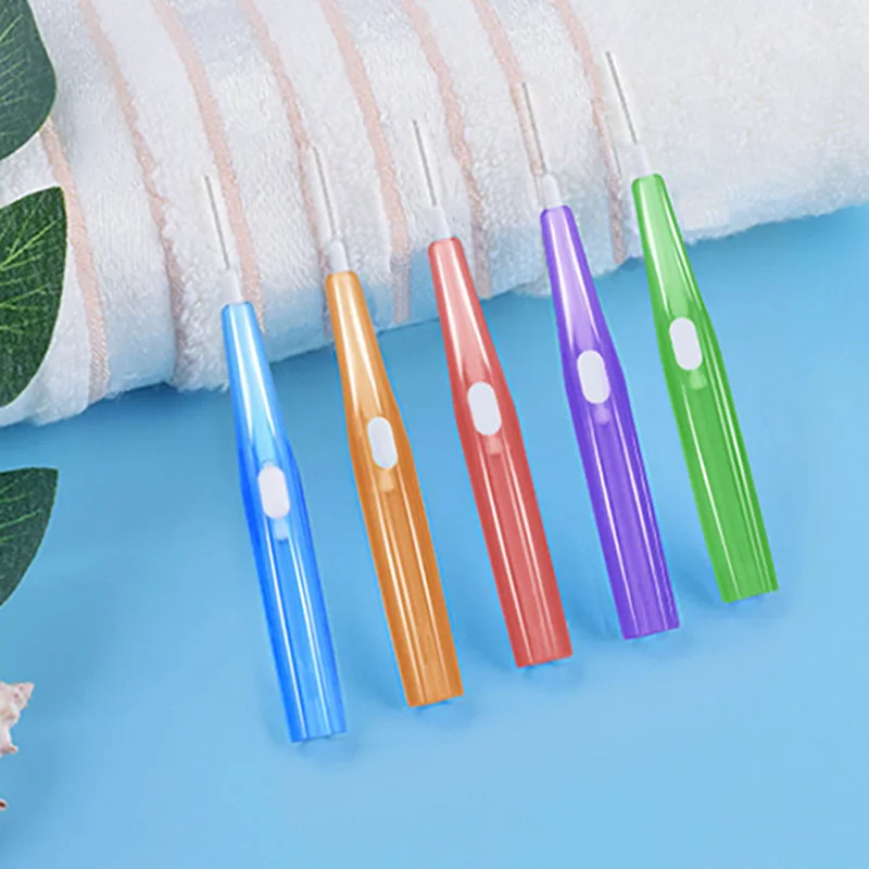 10Pcs/set 0.6/0.7/0.8/1/1.2mm Interdental Brush Telescopic I-shaped Oral Interdental Brushes,Oral Hygiene Cleaning Dental Brush