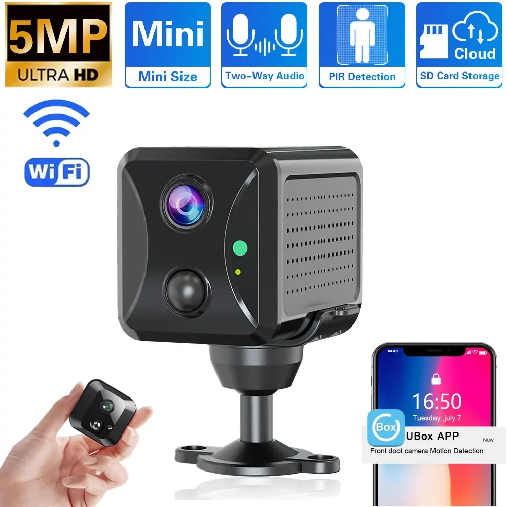 Ubox Mini IP Camera 5MP WiFi Solar Power Rechargeable Battery Indoor Home CCTV Monitor Security Protection Surveillance Video