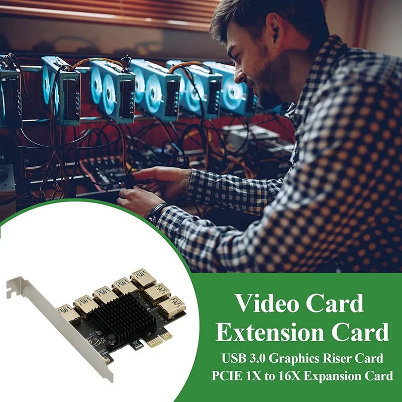 

Переходная карта PCIE 1-7, PCI Express, Райзер, слот PCI-E 1X To16x USB 3,0, Райзер-удлинитель для майнинга видеокарт