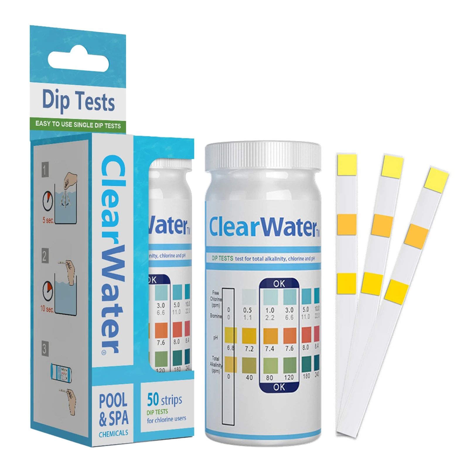 

Pool Test Strips 50 Strips Spa Water Quality Test Kit Water Quality Tester Strips For Free Chlorine Total Alkalinity And Ph For