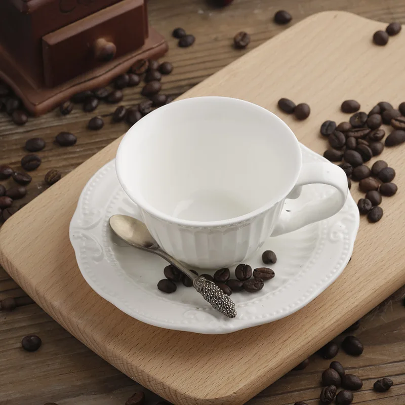 

European style relief retro style relief coffee cup creative British afternoon tea cup