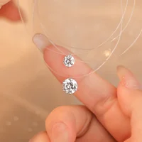 D VVS1 – collier avec pendentif Moissanite 2 carats pour femmes, en argent Sterling 925, ligne de pêche transparente, chaîne, bijoux fins de fête 1