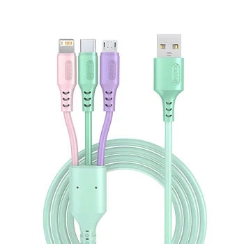 Cavo di ricarica 3 in1 Porta multi USB Cavo di ricarica USB multiplo Tipo C Micro caricatore Cavo per telefono cellulare per iPhone 14 13 12 Xiaomi