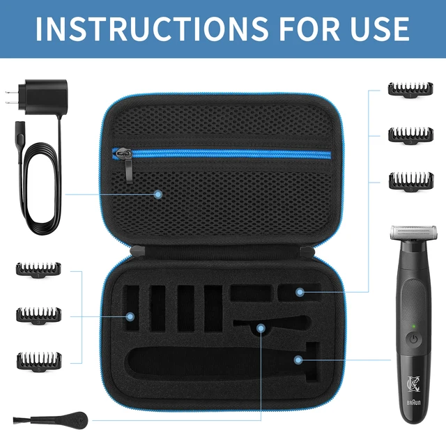 Yinke Case for Braun Series 3/ Series 5, 3040s, 3010S, 5018s, 5140s Electric Razor Shaver, Hard Travel Case Protective Cover Storage Bag (Black interi Yinke EVA Case for Braun Series XT5&frasl;Micro Touch Solo Beard Trimmer
