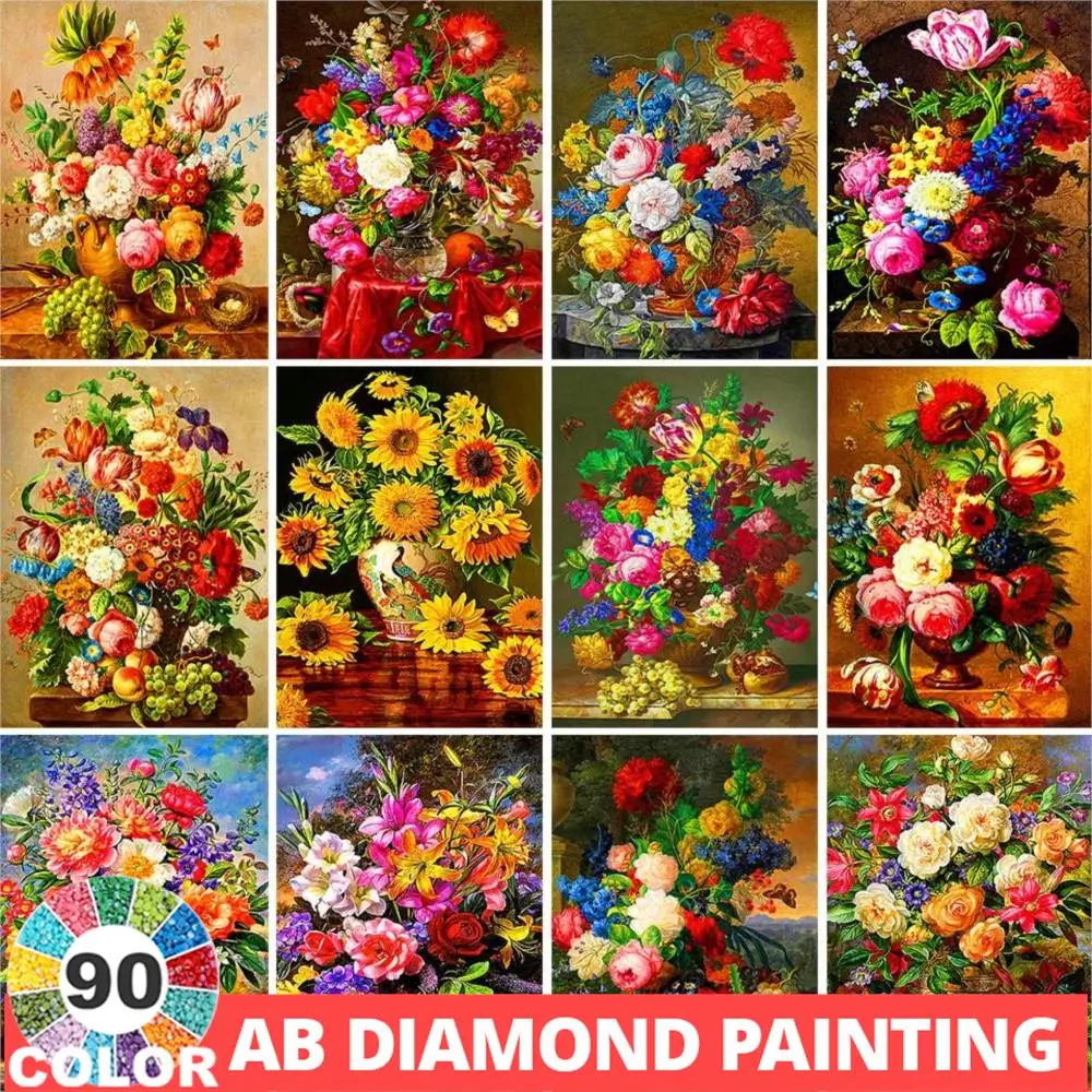 

AB 90 Colors Diamond Painting DIY 5D Flower Cross Stitch Picture Full Square/Round Mosaic Embroidery Handmade Hobby Gift Hobby