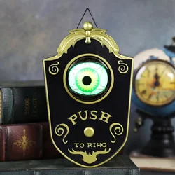 LED Luminous Halloween Doorbell with Creepy Eyes and Sound Effects Decor (Black)