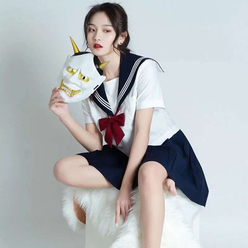 

Sailor Suit Seifuku School Uniform Japanese Schoolgirl Clothes Navy JK Anime Cosplay Costume Top + Pleated Skirt + Socks + Tie