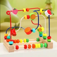 Children's Wooden Toys Cartoon Fruit Beads Puzzle Counting Learning Puzzle Circles Montessori Toys Baby Early Education Maze 2