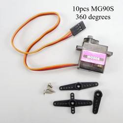 Premium MG90S Metal Gear Digital Servo - High Precision 180/360 Degree Rotation for RC Vehicles & Robotics (10pcs MG90S)