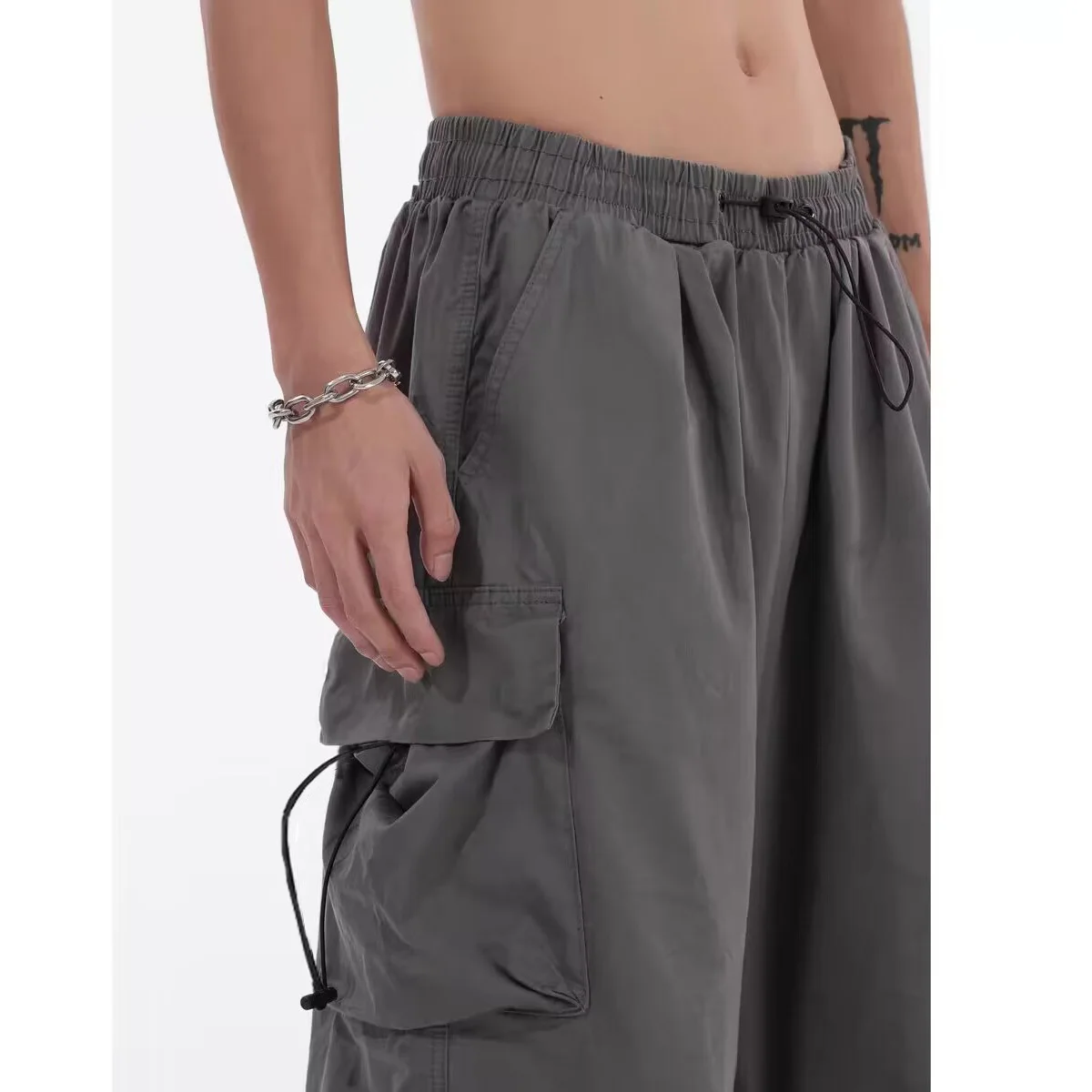 Men Harem Cargo Pants Oversize Wide Leg High Street Fashion